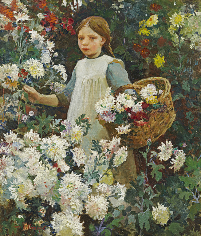 Harold Harvey - Picking chrysanthemums