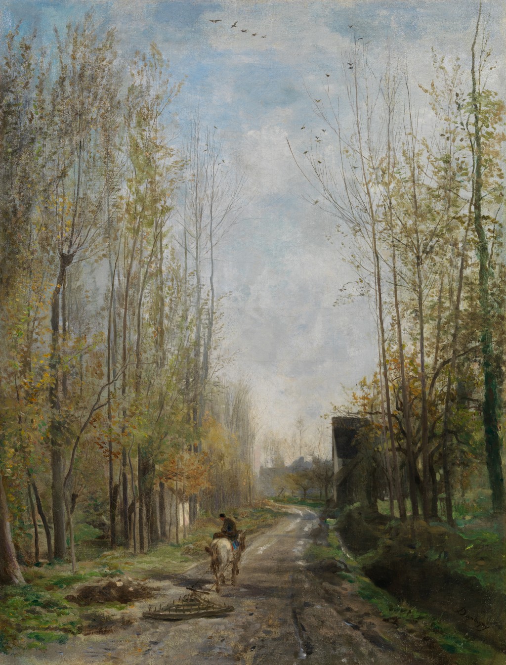 Charles Francois Daubigny - Paysan à cheval, tirant une herse, près de Valmondois