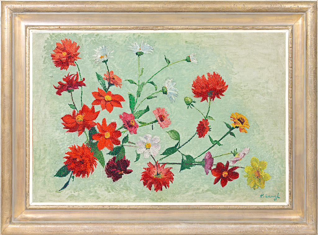 Achille Laugé - Dahlias and marguerites