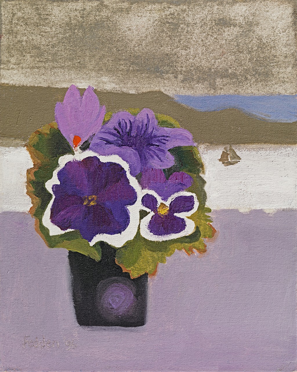 Mary Fedden - Petunias, pansy & crocus