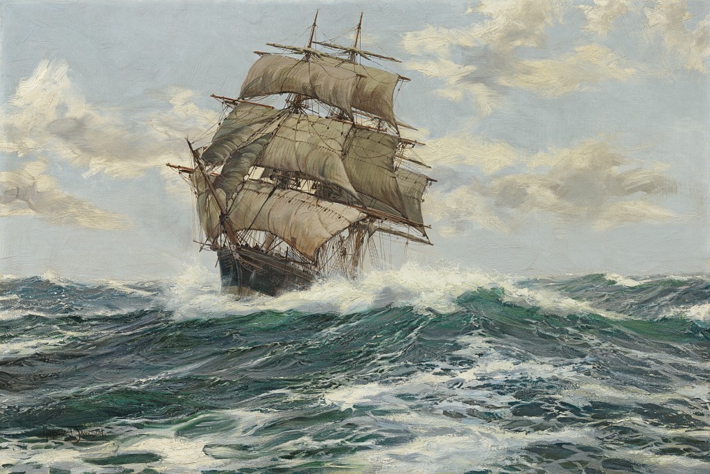 Montague Dawson - Running before the Wind