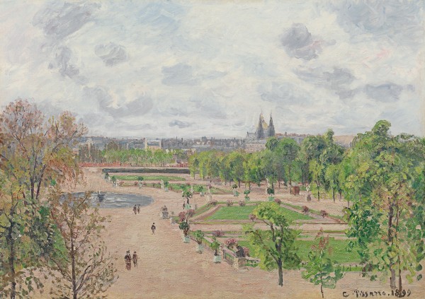 Le Jardin des Tuileries, matinee de printemps, temps gris