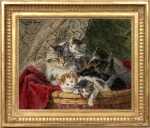 Henriette Ronner-Knip - A basket of mischief