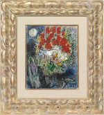 Marc Chagall - Esquisse pour Chèvre dans un bouquet or Le bouquet rouge