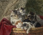 Henriette Ronner-Knip - A basket of mischief