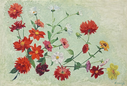 Achille Laugé - Dahlias and marguerites