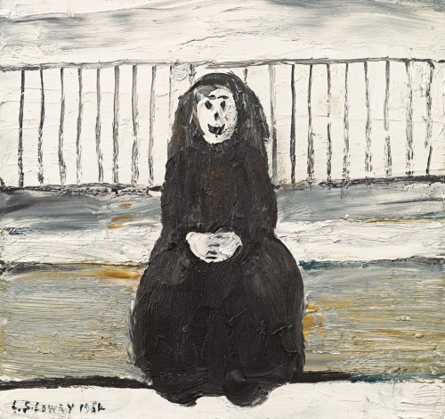 Laurence Stephen Lowry - Seated woman / Girl by railings