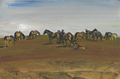 Sir Alfred Munnings - Exmoor Ponies, Study no.17